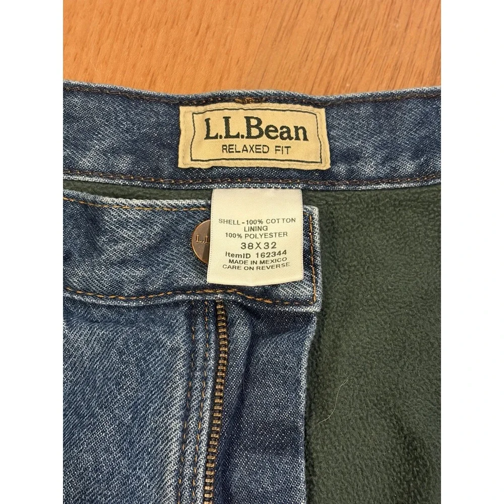 Vintage LL Bean Fleece Lined Relaxed Fit Jeans Mens 38x32 Blue Denim Straight